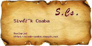 Sivák Csaba névjegykártya